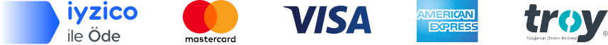 iyzico ile Öde · Mastercard · Visa · American Express · Troy